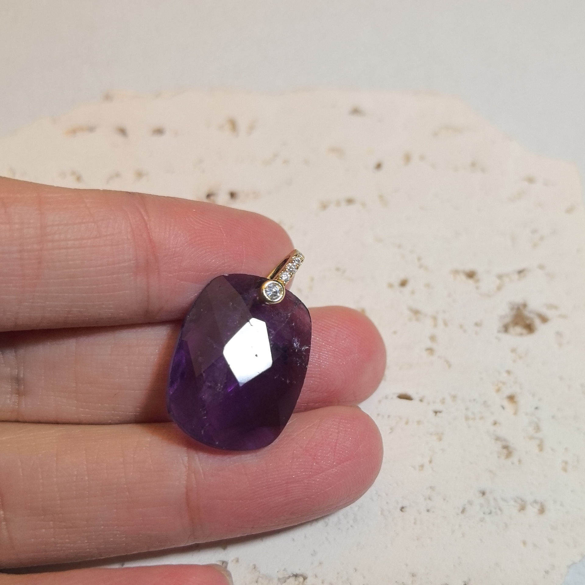 Natural Stone Pendant Necklace, Bohemian Style Gift